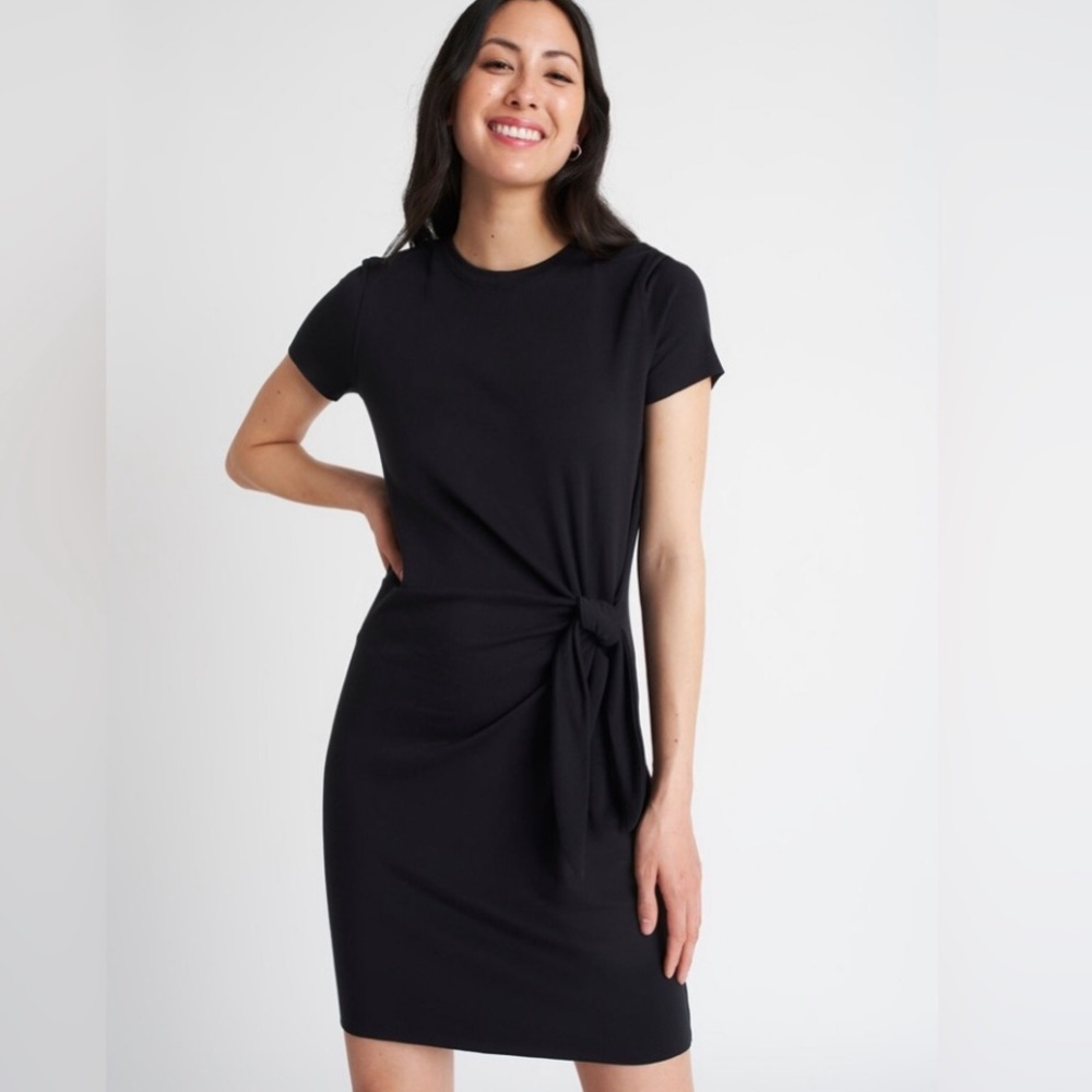Kit and Ace Black Tie-Waist Mini Dress